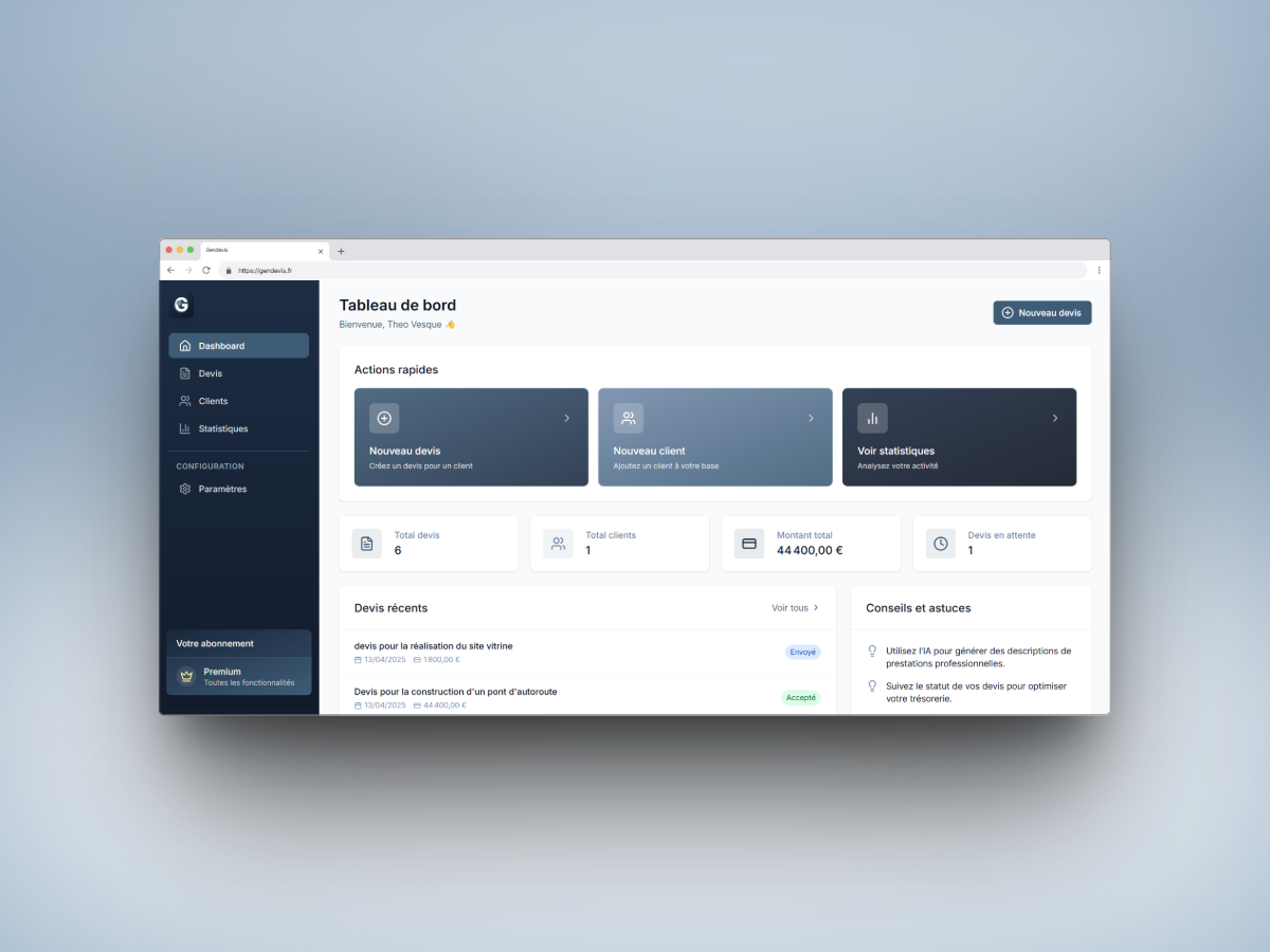 Gendevis - SaaS de gestion pour indépendants