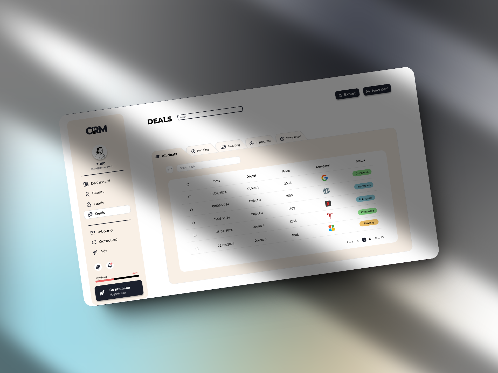 Dashboard pour un ORM